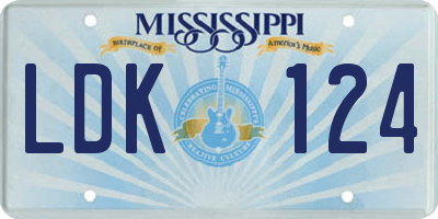 MS license plate LDK124