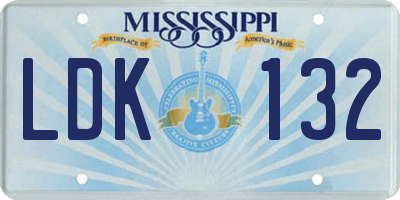 MS license plate LDK132