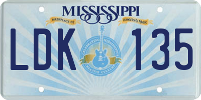 MS license plate LDK135