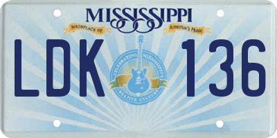 MS license plate LDK136