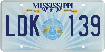 MS license plate LDK139