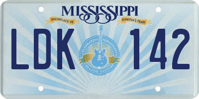 MS license plate LDK142