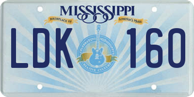 MS license plate LDK160