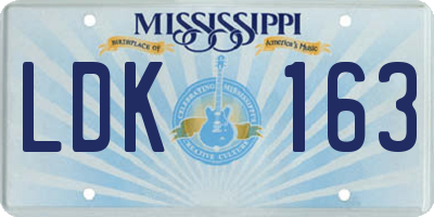 MS license plate LDK163