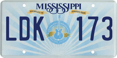 MS license plate LDK173