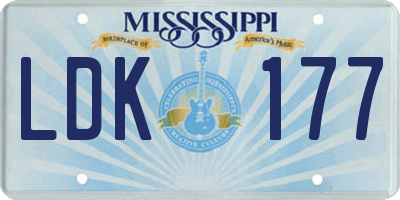 MS license plate LDK177