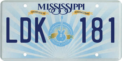 MS license plate LDK181
