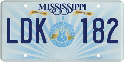 MS license plate LDK182