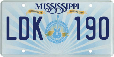 MS license plate LDK190