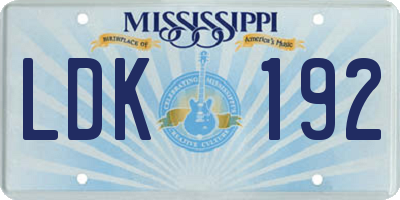 MS license plate LDK192
