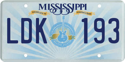 MS license plate LDK193