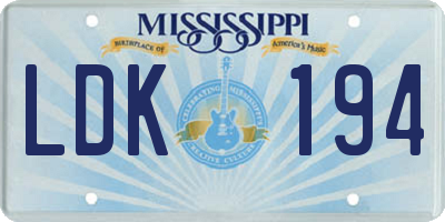 MS license plate LDK194