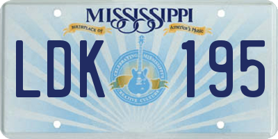 MS license plate LDK195