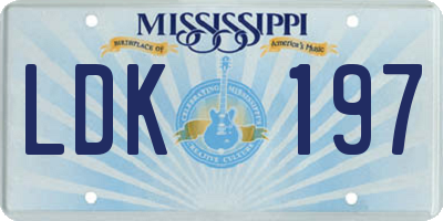 MS license plate LDK197