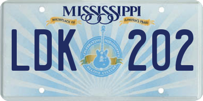 MS license plate LDK202