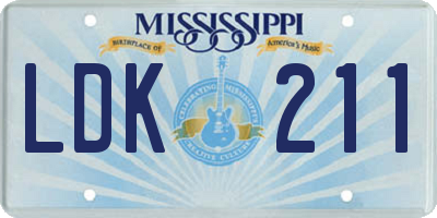 MS license plate LDK211