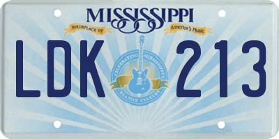 MS license plate LDK213