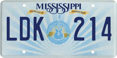 MS license plate LDK214