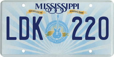 MS license plate LDK220