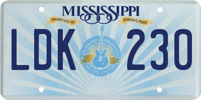 MS license plate LDK230