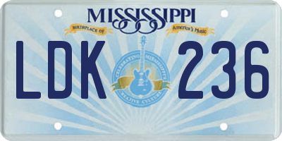 MS license plate LDK236