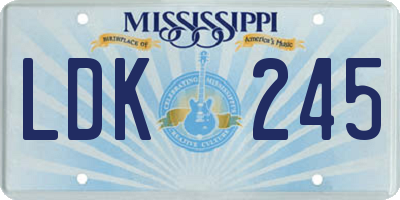 MS license plate LDK245