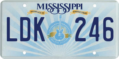 MS license plate LDK246