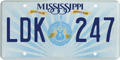 MS license plate LDK247
