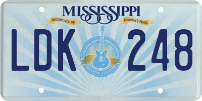 MS license plate LDK248