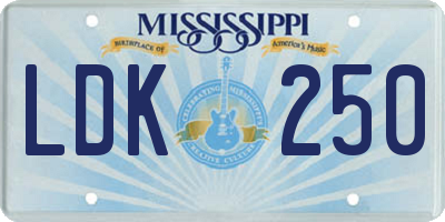 MS license plate LDK250
