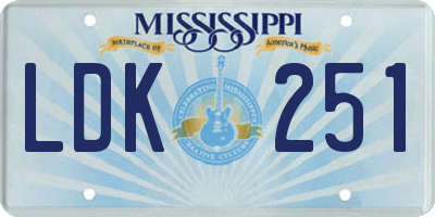 MS license plate LDK251