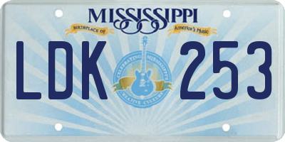 MS license plate LDK253