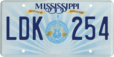 MS license plate LDK254