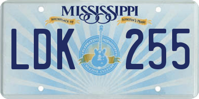 MS license plate LDK255