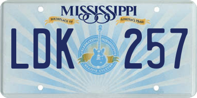 MS license plate LDK257