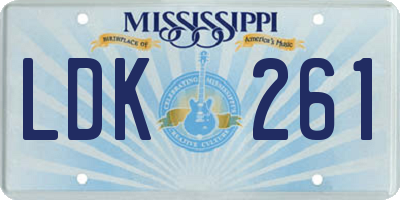 MS license plate LDK261