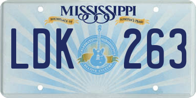 MS license plate LDK263