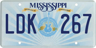 MS license plate LDK267