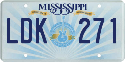 MS license plate LDK271