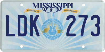 MS license plate LDK273