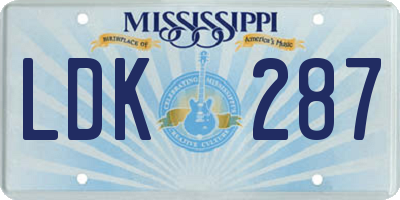 MS license plate LDK287