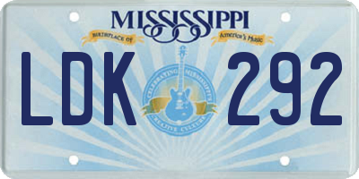 MS license plate LDK292
