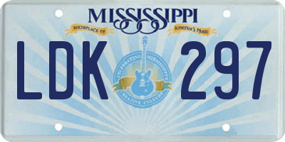 MS license plate LDK297