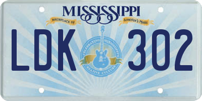 MS license plate LDK302