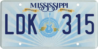 MS license plate LDK315