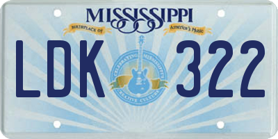 MS license plate LDK322