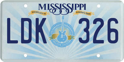 MS license plate LDK326