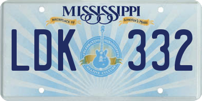 MS license plate LDK332