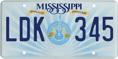 MS license plate LDK345