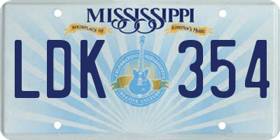 MS license plate LDK354